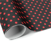Schwarze und rote Polka-Punkte Geschenkpapier (Rolleneckpunkt)