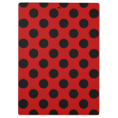 Schwarze und rote Polka-Punkte personalisiert Klemmbrett (Rückseite)