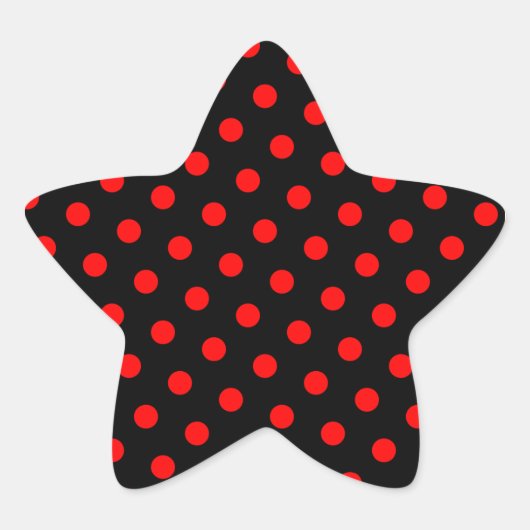 Schwarze und rote Polka-Punkte Stern-Aufkleber (Vorderseite)