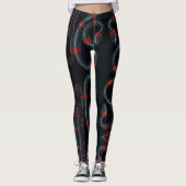 Schwarze und rote Schlange auf schwarzen Leggings (Vorderseite)