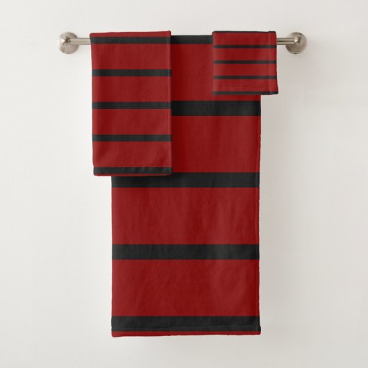 Schwarze und rote Streifen Badhandtuch Set (Insitu)
