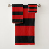 Schwarze und rote Streifen Badhandtuch Set (Insitu)
