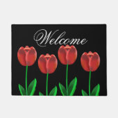 Schwarze und rote Tulissen Willkommen Fußmatte (Vorderseite)