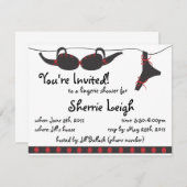 Schwarze und rote Unterwäsche-Brautpartyeinladung Einladung (Vorne/Hinten)