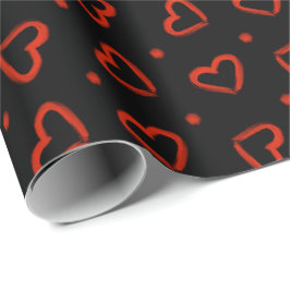 Schwarze und rote Valentinstag Geschenkpapier