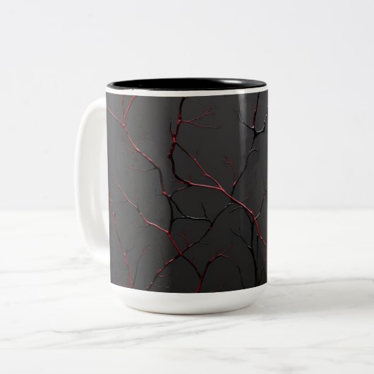 Schwarze und rote Venen Zweifarbige Tasse (Vorderseite Links)