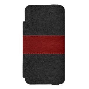 Schwarze und rote Vintage-Lederstruktur Incipio Watson™ iPhone 5 Geldbörsen Hülle