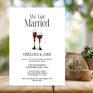 Schwarze und rote Weingläser Hochzeit After Party Einladung