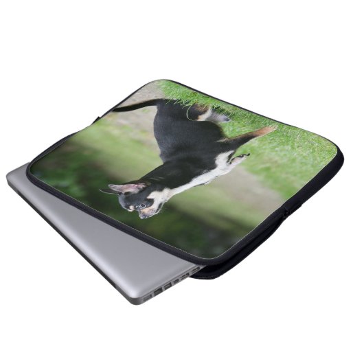 Schwarze und SahneChihuahua Laptopschutzhülle (Vorne Knopf)