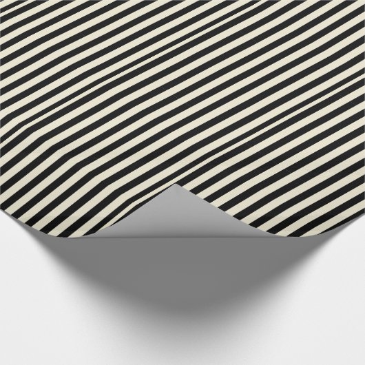 Schwarze und Sahnestreifen Geschenkpapier (Ecke)