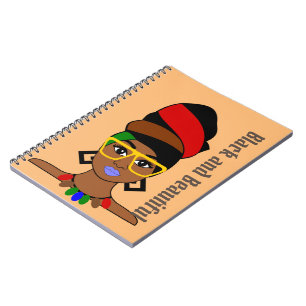 Schwarze und schöne Kopfhülle Frau Afro Lady Notizblock