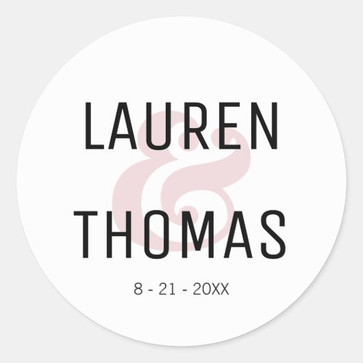 Schwarze und schwarze Ampersand-Hochzeitsticker Runder Aufkleber (Vorderseite)