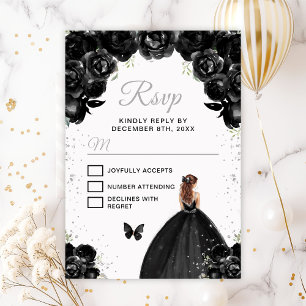 Schwarze und silberbraune Haarprinzessin RSVP Karte
