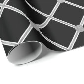 Schwarze und Silberdiamantlinien (3) Geschenkpapier (Rolleneckpunkt)