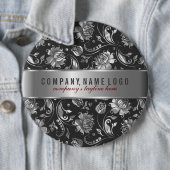 Schwarze und Silbergraue Floral-Damasken Button (Beispiel)