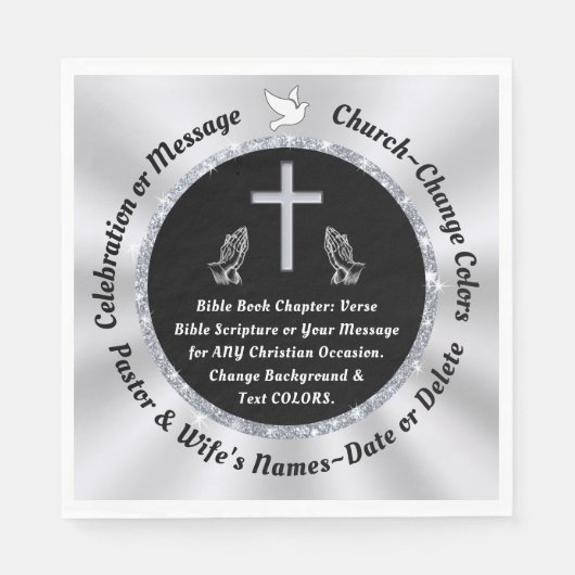 Schwarze und Silberkirche oder Christliche Napkins Serviette (Vorderseite)