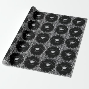 Schwarze und silberne Abschlussfeier Geschenkpapier