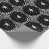 Schwarze und silberne Abschlussfeier Geschenkpapier (Ecke)