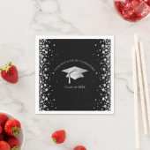 Schwarze und silberne Abschlussfeier Serviette (Beispiel)