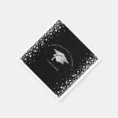Schwarze und silberne Abschlussfeier Serviette (Ecke)