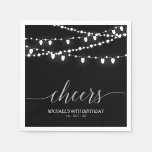 Schwarze und silberne elegante Lichter Erwachsene  Serviette