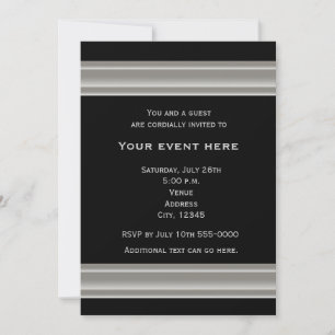 Schwarze und silberne elegante Party-Veranstaltung Einladung