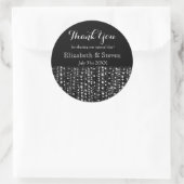 Schwarze und silberne Gastgeschenk Hochzeit-Sparkl Runder Aufkleber (Tasche)