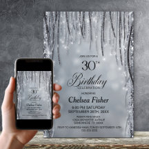 Schwarze und silberne Glitter 30. Geburtstagsfeier