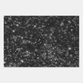 Schwarze und silberne Glitter geometrische Muster Geschenkpapier Set (Vorderseite 3)
