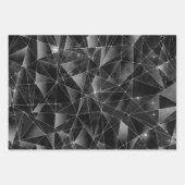 Schwarze und silberne Glitter geometrische Muster Geschenkpapier Set (Vorderseite 2)