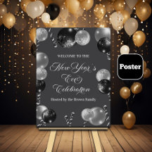 Schwarze und silberne Glitter-Silvesterparty