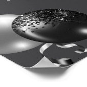 Schwarze und silberne Glitter-Silvesterparty Poster (Ecke)