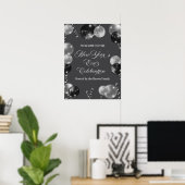 Schwarze und silberne Glitter-Silvesterparty Poster (Heimbüro)