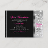 Schwarze und silberne Glitzer Stars Diamonds Pink Visitenkarte (Rückseite)