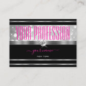 Schwarze und silberne Glitzer Stars Diamonds Pink Visitenkarte (Vorderseite)
