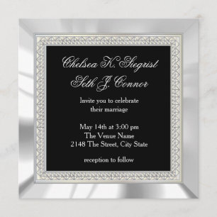 Schwarze und silberne Hochzeit Einladung