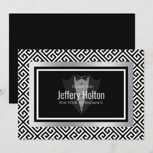 Schwarze und silberne Junggesellenabschied Dankesk Dankeskarte