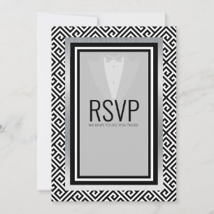 Schwarze und silberne Smoking-Junggesellenparty in Ankündigung