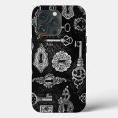 schwarze und silberne Steampunktasten Case-Mate iPhone Hülle (Rückseite)