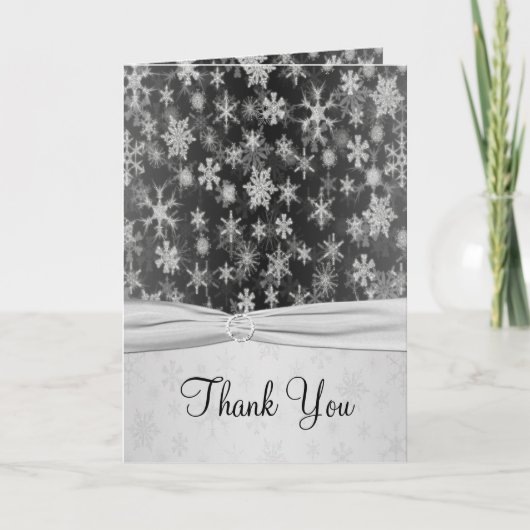 Schwarze und Silberschneeflocken Danke Karte (Vorderseite)