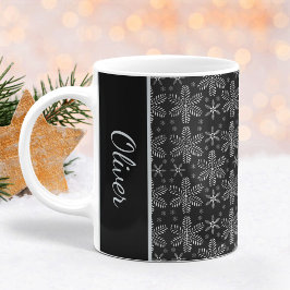 Schwarze und Silberschneeflocken Weihnachts-Tasse Kaffeetasse