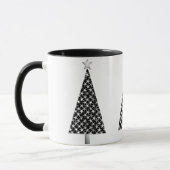 Schwarze und Silbersterne Moderne WeihnachtsbaumTa Tasse (Links)