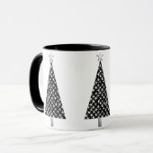 Schwarze und Silbersterne Moderne WeihnachtsbaumTa Tasse (Vorderseite Links)