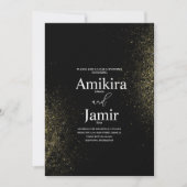 Schwarze und staubige Gold Pixie Sparkle Hochzeit Einladung (Vorderseite)