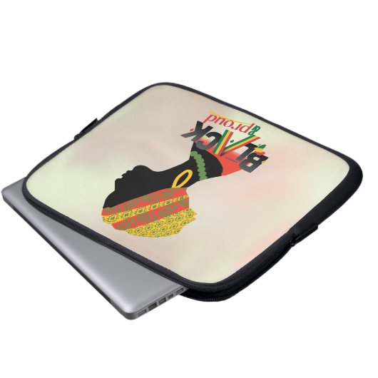 Schwarze und stolze Afrikanerin Laptopschutzhülle (Vorne Knopf)