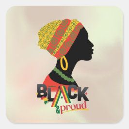 Schwarze und stolze Afrikanerin Quadratischer Aufkleber