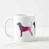 Schwarze und Tan Coonhound farbenfrohe Silhouette Kaffeetasse (Links)