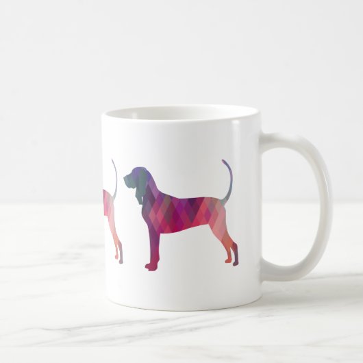 Schwarze und Tan Coonhound farbenfrohe Silhouette Kaffeetasse (Rechts)