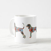 Schwarze und Tan Coonhound farbenfrohe Silhouette Kaffeetasse (Vorderseite Links)