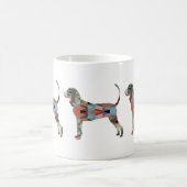 Schwarze und Tan Coonhound farbenfrohe Silhouette Kaffeetasse (Mittel)